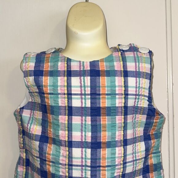 Vintage Monday’s Child plaid madras summer cloth romper/shortalls 4T - Picture 2 of 6